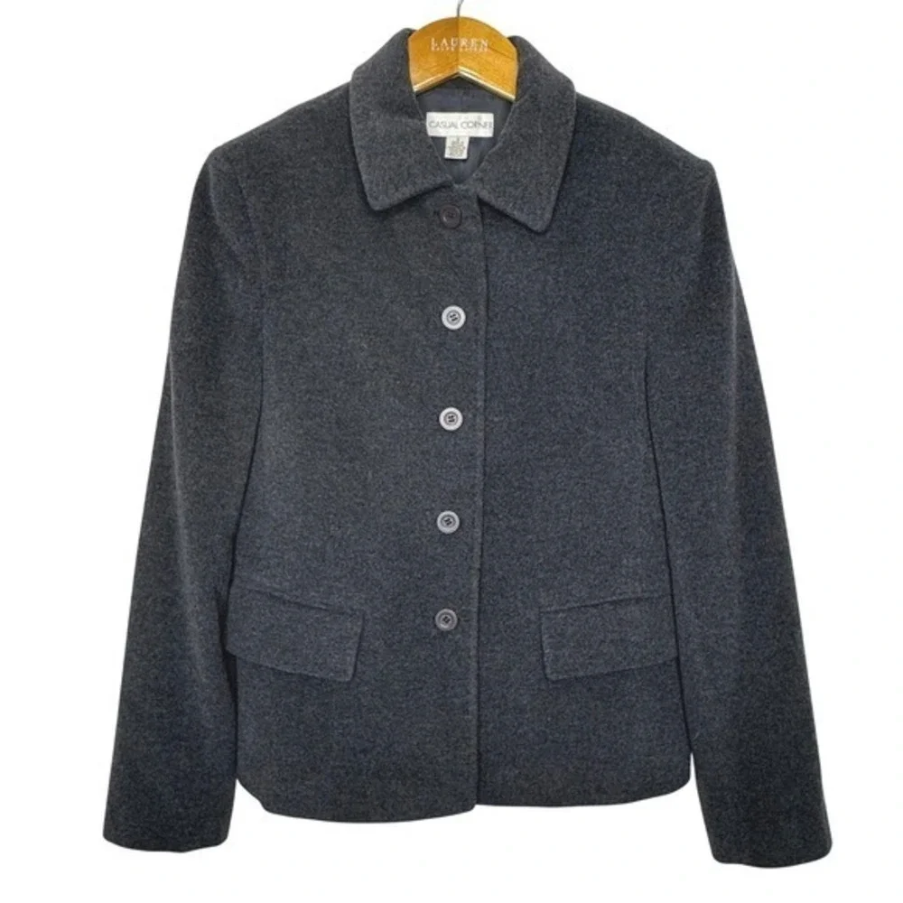 Vintage Casual Corner Wool/Cashmere Blazer Medium Gray‎